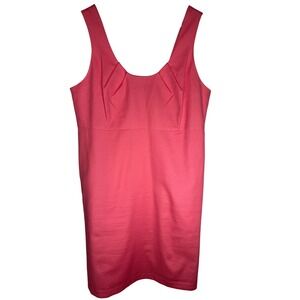 Lands End Dress 12P Coral Pink Sleeveless Scoop Neck Sheath Stretch Pockets